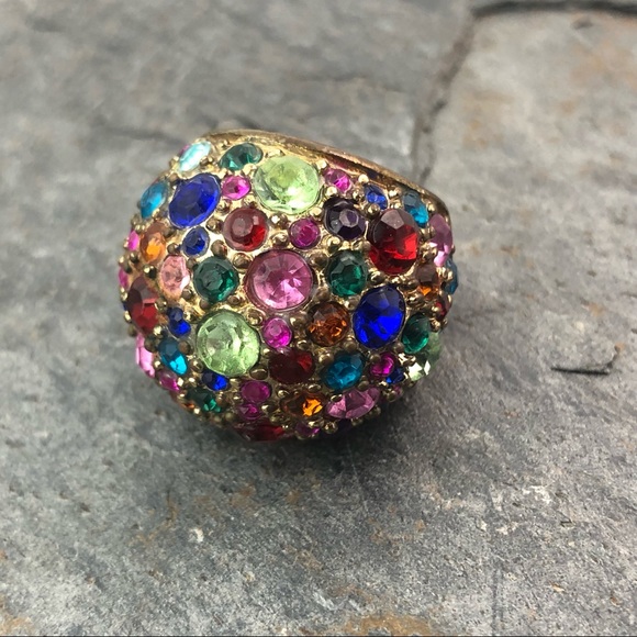 Retro Multi-color Rhinestone Ring - Picture 1 of 4